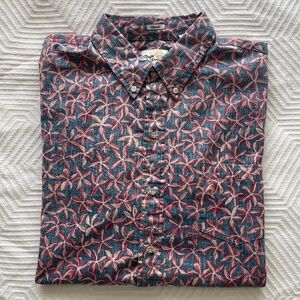 Reyn Spooner Men's 2XL Classic Pua Showers Aloha Button Down Shirt Blue Mauve
